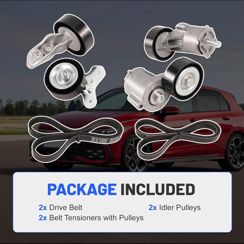 loosoo 38314 38315 Belt Drive Tensioner,Idler Pulleys,Serpentine Drive Belt Fit for VW/Volkswagen Golf 2010-2014 2.5L/Jetta 2006-2010 2.5L/Rabbit 2006-2009 2.5L,Replace K050418 K050364 07K903315G - Image 4